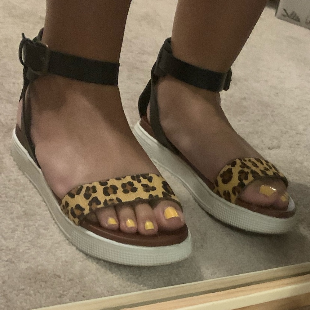 MIA Cheetah ankle strap sandals